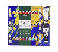 Pébéo Studio Acrylics - Pack of 30 Tubes 20 ml + 2 Tubes 100 ml - Assorted Colors - Multi-Surface Acrylic Paint