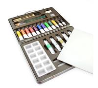 Pebeo Studio Acrylics Paint Set in Metal Gift Tin Case - Paints/Palette/Brushes