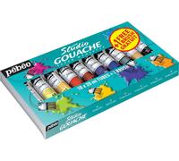 Pebeo Studio Gouache Starter Pack 10 x 20ml Tube Set + 1 Free Brush