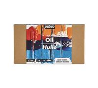 PEBEO - Studio Oil XL - Set 12 Tubes 20 Ml Basic Colours + Accessories - Oil Painting Kit for Artist and Beginner - Brushes + Spatula + Cardboard - Intense Colours