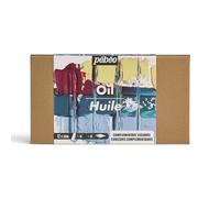 PEBEO - Studio Oil XL - Set 12 Tubes 20 Ml Complementary Colours + Accessories - Oil Painting Kit for Artist and Beginner - Brushes + Spatula + Cardboard - Intense Colours