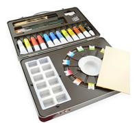 Pebeo Studio Watercolour Paint Set in Metal Tin Case - Paints/Palette/Brushes