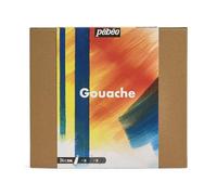 Pébéo - Studio XL Gouache - Set 24 Tubes 20 Ml Assorted Colours + Accessories - Gouache Kit for Artist and Beginner - Brushes + Spatula + Cardboard - Bright and Vivid Colours