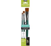 Pebeo Synthetic Fiber Brushes for Crafts, Flat Brush Set of 3 (4/10/18), FSC Certified, Short Axis