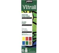 Pebeo Vitrail Initiation Set, Lemon, Orange, Crimson, Sky Blue, Chatreuse, Gold, 6X20ML