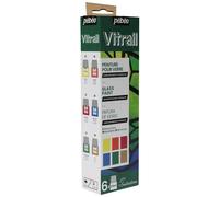 Pebeo Vitrail Initiation Set, Lemon, Orange, Crimson, Sky Blue, Chatreuse, Gold, 6X20ML