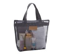 Pebipoo Mesh Shower Caddy Bag, Quick Dry Portable Tote Bag and Inner Pocket, Lightweight Bath Organizer for College Dorm Bathroom, Swimming, Gym, Beach, Travel (Gray)