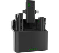 pebuwet Wireless Lavalier Microphone with Noise Cancellation,40H Working Time with Charging Case-Mini mics for iPhone/ipad/Android/PC-Video Recording,Interviews,Live Streaming (Double Nip, Black)