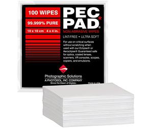PEC-PAD Lint Free Wipes 4”x4” Non-Abrasive Ultra Soft Cloth for Cleaning Sensitive Surfaces like Camera, Lens, Filters, Film, Scanners, Telescopes, Microscopes, Binoculars. (100 Sheets Per/Pkg)