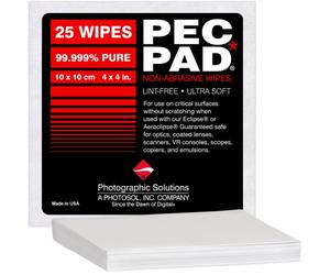 PEC-PAD Lint Free Wipes 4”x4” Non-Abrasive Ultra Soft Cloth for Cleaning Sensitive Surfaces like Camera, Lens, Filters, Film, Scanners, Telescopes, Microscopes, Binoculars. (25 Sheets Per/Pkg)
