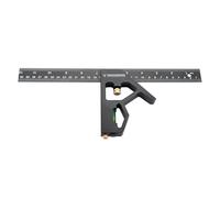 PEC Tools 2-Piece 12" Aluminum Combination Square Set - with Bubble Level and Draw Pin, Laser-Etched Markings for Accurate Measurement, Includes Both Inch&mm, Measuring Tool for Woodworking