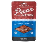 Pecan Nation Cinnamon Flavored Roasted Pecan Halves 4 oz., Natural, No preservatives, Antioxidant-Rich, Non-GMO, Healthy Nut Power Snack for Adults and Kids