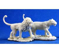 Pechetruite 2 x LIONS - Reaper Bones miniature role playing and war game - 77341