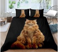 Pechiwuo Double Quilt Cover Set Maine Coon, Soft Microfiber 3D Print Cats Bedding Set for Kids Teens Bedroom, Double Quilt Cover 200x200cm and 2 Pillowcases 50x75cm t1383