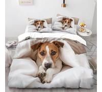 Pechiwuo King Size Duvet Cover Jack Russell Terrier Soft Microfiber 3D Print Puppy Bedding Set, King Quilt Cover 230x220cm and 2 Pillowcases 50x75cm U274