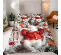 Pechiwuo Single Duvet Cover Sets Cats, Soft Microfiber 3D Print Cat Bedding Set for Kids Boys Girls Bedroom, Single Quilt Cover 135x200cm and 2 Pillowcases 50x75cm t3277