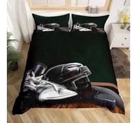 Pechiwuo Single Duvet Cover Sets Ice Hockey, Soft Microfiber 3D Print Hockey Protective Gear Bedding Set for Kids Boys Girls Bedroom, Single Quilt Cover 135x200 cm and 1 Pillowcases 50x75 cm R1517
