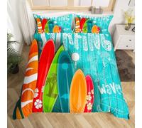 Pechiwuo Single Duvet Cover Sets Surfboard, Soft Microfiber 3D Print Tropical Bedding Set for Kids Boys Girls Bedroom, Single Quilt Cover 135x200 cm and 1 Pillowcases 50x75 cm R602