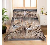 Pechiwuo Super King Size Duvet Cover Sets Ocelot, Soft Microfiber 3D Print Cat Pattern Bedding Set for Kids Teens and Adults Bedroom, Super King Quilt Cover 260x220cm and 2 Pillowcases 50x75cm s605