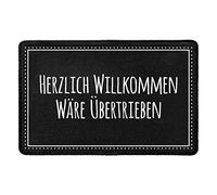 Pechkeks Door Mat with German Text Herzlich Willkommen wäre Exaggerated, 67 x 43 cm