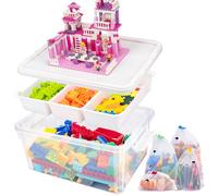 Pechor 16L Clear Plastic Storage Box with Lids, Heavy-Duty Stackable Craft Boxes with Removable Tray Large Storage Container Organizers for Art, Tool, Craft, Sewing, Toy, Building Blocks