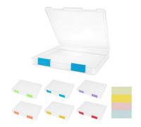 Pechor 6 Pcs A4 File Box Clear Plastic File Storage Box Paper Plastic Organizer Board Game Storage Scrapbook Paper Storage File Holder with Buckle and Sticker Labels, Colorful