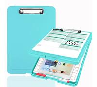 Pechor Clipboard A4, Clip Board Plastic with Storage, Nursing Clipboards Folder with Compartment Organizer, Writing Clip Boards Waterproof for Home School Office, Green