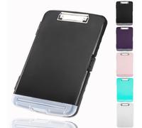 Pechor Clipboard with Storage Box A4, Plastic Clipboards with Separate Pen Compartment, Clip Board Ideal for School, Office, Medical Personnel, Side-Opening (Black)