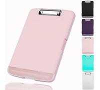 Pechor Clipboard with Storage Box A4, Plastic Clipboards with Separate Pen Compartment, Clip Board Ideal for School, Office, Medical Personnel, Side-Opening (Pink)