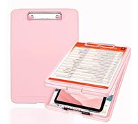 Pechor Nursing Clipboard A4, Clipboard Plastic with Storage, Lightweight Clip Board Folder with Compartment Organizer Waterproof for Nurse Doctor Medical Home School Office, Pink