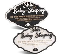 pechpell 2 Pack 3D Shh Baby Sleeping Sign for Front Door, 8×5 Inch Wooden Do Not Knock or Ring Doorbell Sign, Rustic Wall Hanging Decor for House Front Porch Nursery Room Entryway Home Decorations