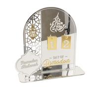 pechpell 2025 Ramadan Advent Countdown Calendar, Acrylic Eid Mubarak Decor Gift, Islam Muslim Ramadan Decorations for Home Table Mantel Party Supplies (silver)