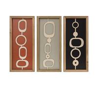 pechpell 3 Pcs Mid Century Modern Wall Art Decor, 15.7x7.1 Inch Wooden 3d Geometric Wall Art, Rustic Abstract Home Decor for Living Room Kitchen Bathroom Bedroom Farmhouse Indoor