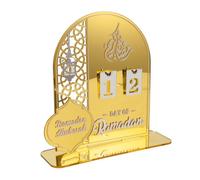 pechpell Acrylic Ramadan Countdown Calendar 2026, Gold Eid Mubarak 30 Day Advent Calendar, Ramadans Decorations for Home, Indoor Islamic Table Stand Fireplace Office Desk Decor, Muslim Kids for Gifts