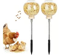 Peck Toy, Chicken Slow Feeder Ball & Enrichment Toys for Hens Poultry, Interactive Boredom Busting Chicken Coop Accessories, Spring Loaded Swing Feeder with Ground Stake for Parrots Ducks Birds