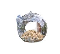 Peckish Globe Window Bird Feeder Suction Cup Mount Seed & Nut Holder Natural Finish For Small Birds Watching