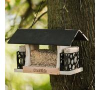 Peckish Woodland Feast Multi Feeder - Sustainable Wood Seed & Suet Feeder, Slate-Effect Roof