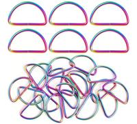 PECMER Rainbow 1.5 Inch D-ring Welded -20 PCS D Rings Buckle for Sewing Dog Collar Making Supplies/Bag Hardware/Webbing Straps Belt Ring