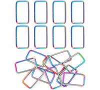 PECMER Rainbow 1.5 Inch Rectangle Rings-10 PCS Adjustable Waist Buckles Replacement Purse Hardware for for Purses and Bags Making Webbing 1 1/2 Inch