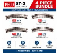 PECO N Gauge ST-3 Track Curves 1st Radius 228mm - 4 PIECE Set Model Railway