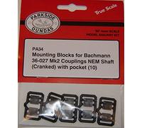 Peco Parkside PA34 OO Scale Mounting Blocks For Bachmann 36-027 Mk2 Couplings, Nem Shaft (Cranked) With Pocket