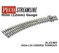 Peco SL-E1487 Streamline Code 75 Left Hand Curved Turnout Electrofrog