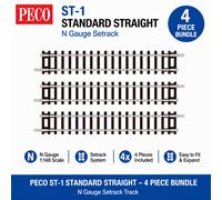PECO ST-1 Standard Straight Track 4 Pack Bundle N Gauge Setrack Model Railway