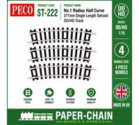 PECO ST-222 Half Curve 1st Radius Track 4 Pack Bundle OO Gauge Setrack