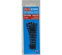 PECO ST-406 HOe Scale Code 80 Insulfrog: Left Hand Turnout 22.5° Radius 228 Mm