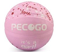 PECOGO Official Rubber Basketball 27.5" Outdoor Indoor Mens Basketball Ball Pink Size 5 for Kids Youth Teen Boys and Girls Gift Ideas(Without pump)