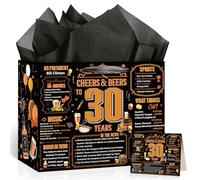 Peconal Black Gold 30th Birthday Gift Bag Bears Theme Back in 1996 Gift Bags with Greeting Card 30th Birthday Wrapping Paper Bag for Women Man Thirty Year Old Bday Party Favors Supplies