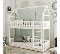 pecos wooden bunk bed with foam mattress in white
