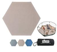 Pecow Hexagon Washable Liner for Portable Small Animal Playpen Guinea Pig Play Pen Hamster Cage fleece Bunny Carrier Indoor/Outdoor Rabbit Tent Waterproof Reusable Super Absorbent(Pee Pad Only,Coffee)