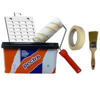 PECTRO Anti-humidity wall paint 6.6kg (4L) - kit includes roller, brush, grid and masking tape - matt white paint for walls and ceilings - matt breathable for indoor - high coverage